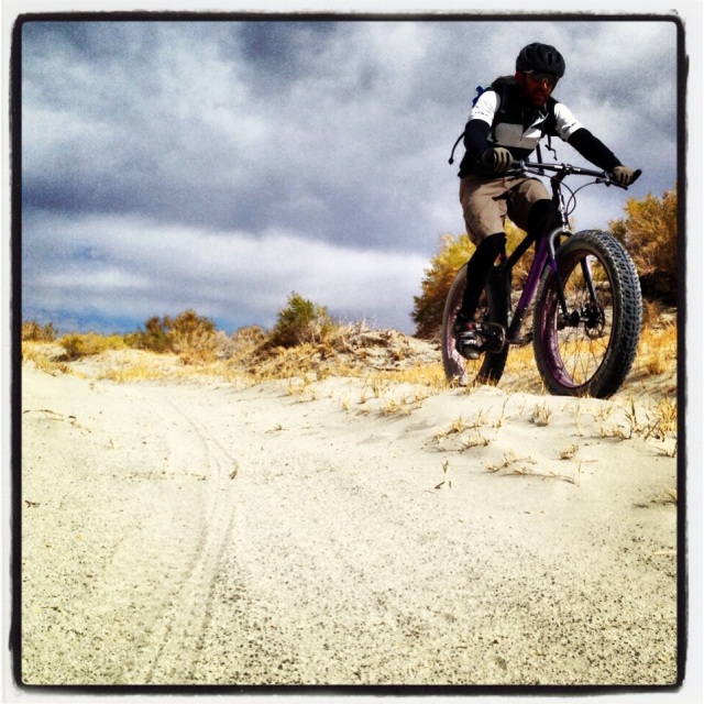 A cool shot that Hunter snapped of me, heading through a sandy wash.