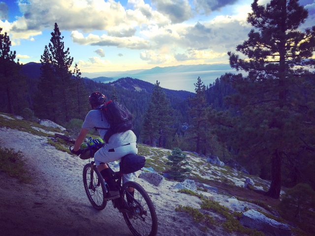 Wes, enjoying the magic light on the Incline Flume Trail. Lake Tahoe in the BG.
